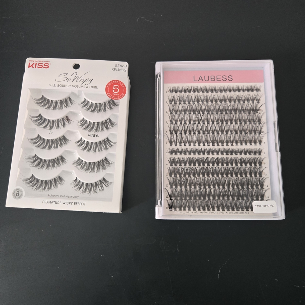 Set Of 2 Faux Eyelashes. Kiss So Wispy Eyelash And Laubess Lash Extensions